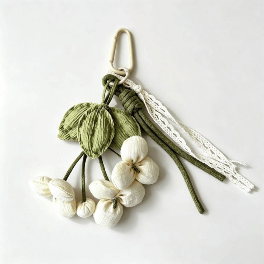 Fabric Flower Flower Bag Charm Lace Ribbon Handbag Charm Bouquet Clip Keychain For Handbags