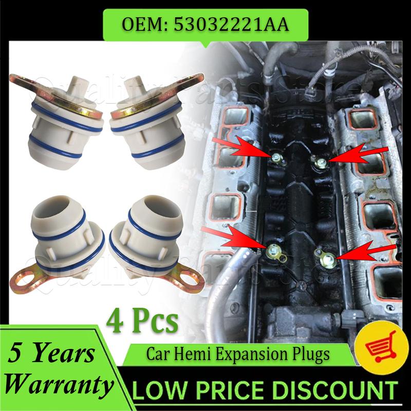 53032221AA Per Chrysler Dodge Jeep Ram Hemi V8 5.7L Non-MDS Tappi di Estensione Accessori Auto 4 Pezzi Tappi Acqua Blocco Motore