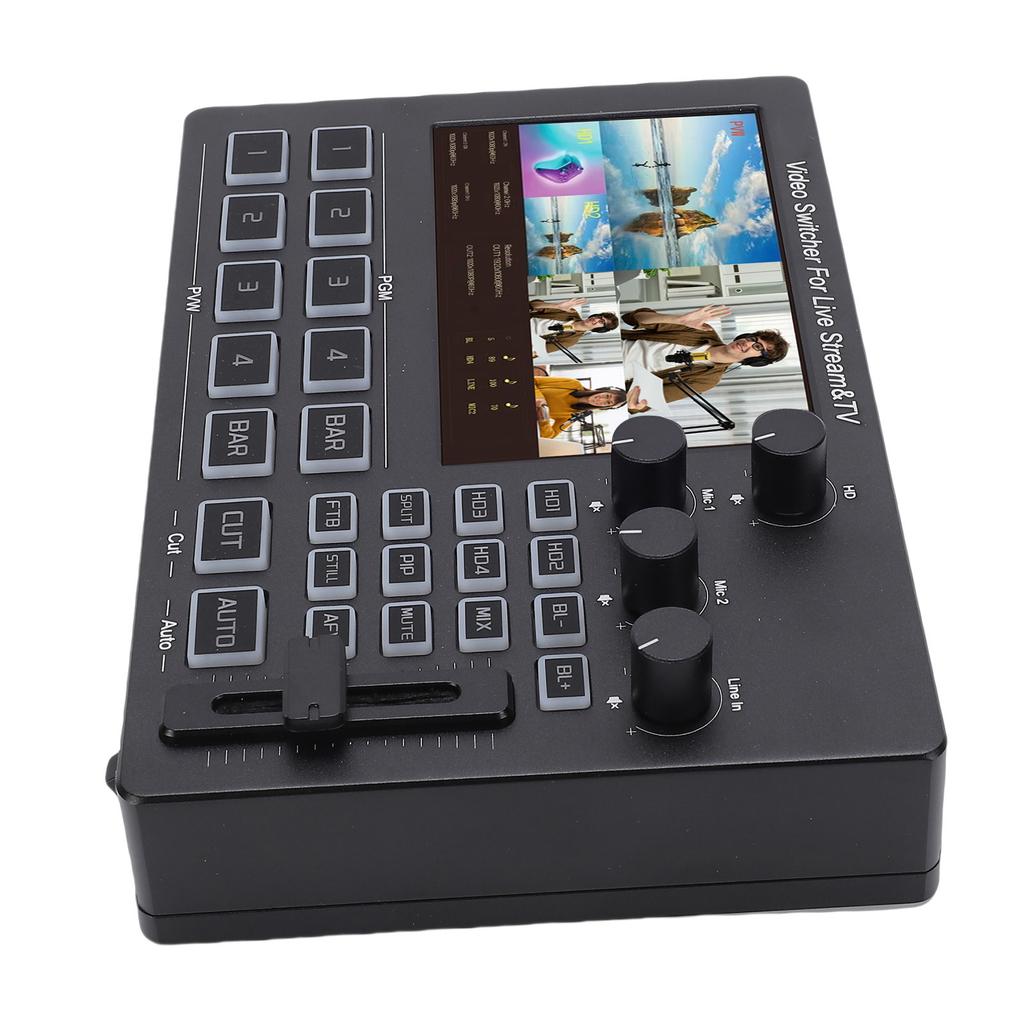 1080P Video Switcher 5 Inch Screen OSD 4 Channel HD Multimedia Interface Live Stream Switcher for Multi Camera