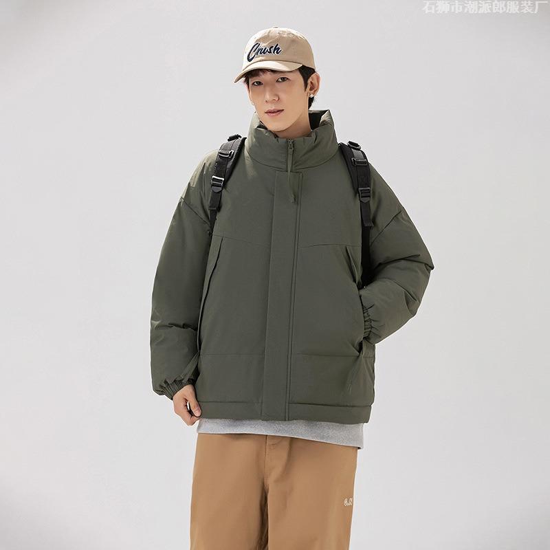 New trendy down jacket loose version new stand-up collar winter coat thickened cotton clothes men