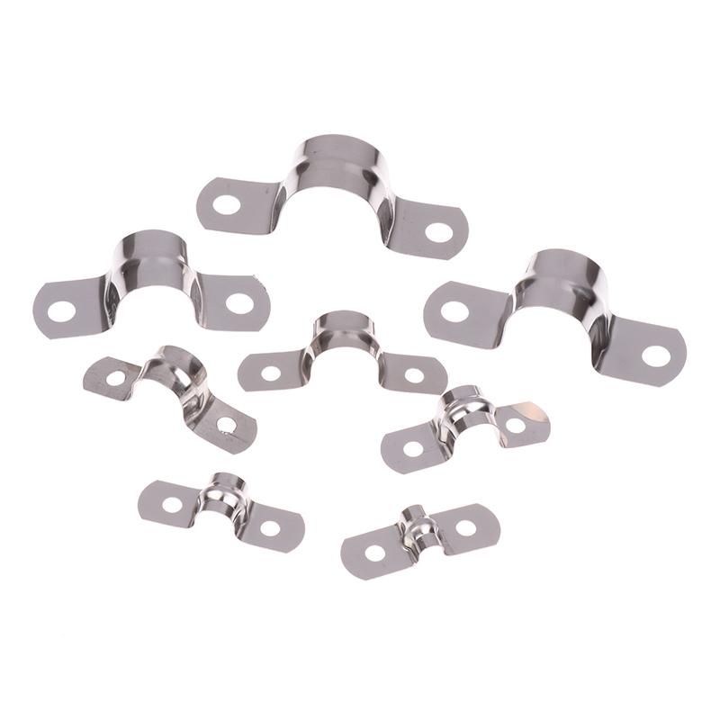 20Pcs M5-20 Rigid Pipe Strap Stainless Steel 2 Holes Cable U Bracket Pipe Clamp For Fixing Pipe Or Cable Horseback Saddle Clamp