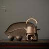 Retro Gilded Handle Teapot Warmer Set for Gongfu Tea with Teacups and Dry Brew Tray