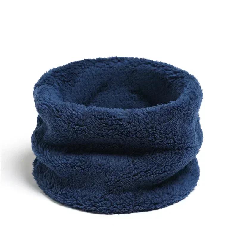 Solid Cashmere Plush Warm Winter Ring Scarf Women Men Knitted Full Face Mask Snood Neck Scarves Thick Muffler 2025 New