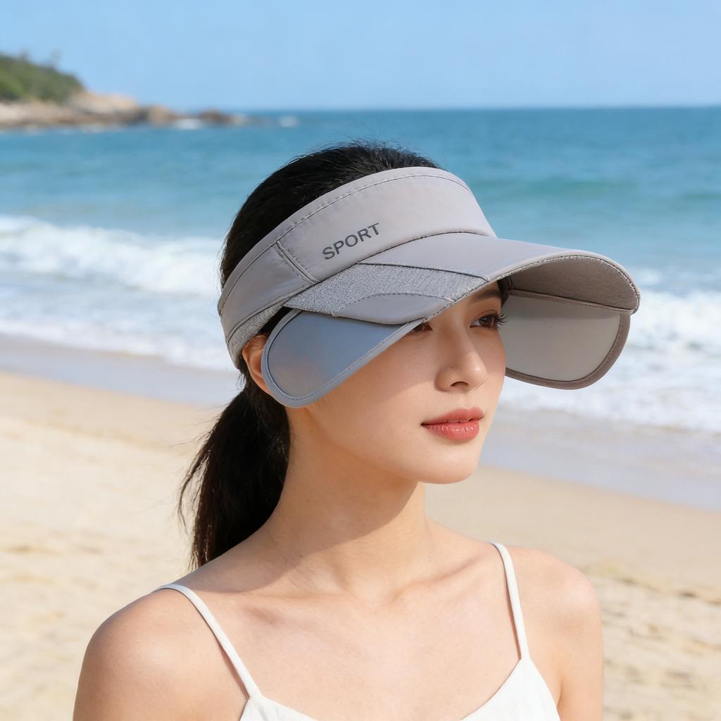 Women's Hats with A Pull-out Brim, Summer Sun Visor, A Retractable Brim for Face Protection, A Korean-style Large-brim Cycling