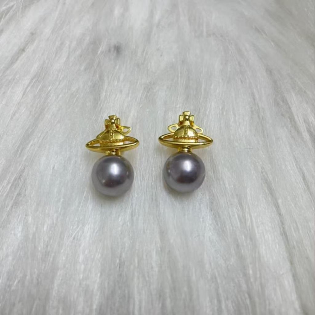 Vivienne Westwood Zwei-Wege Abnehmbare Saturn Perlenohrringe - Damen Leichter Luxus Mehrschichtige Mode Stecker