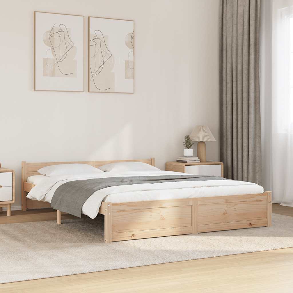 vidaXL Massivholzbett 135x190 cm