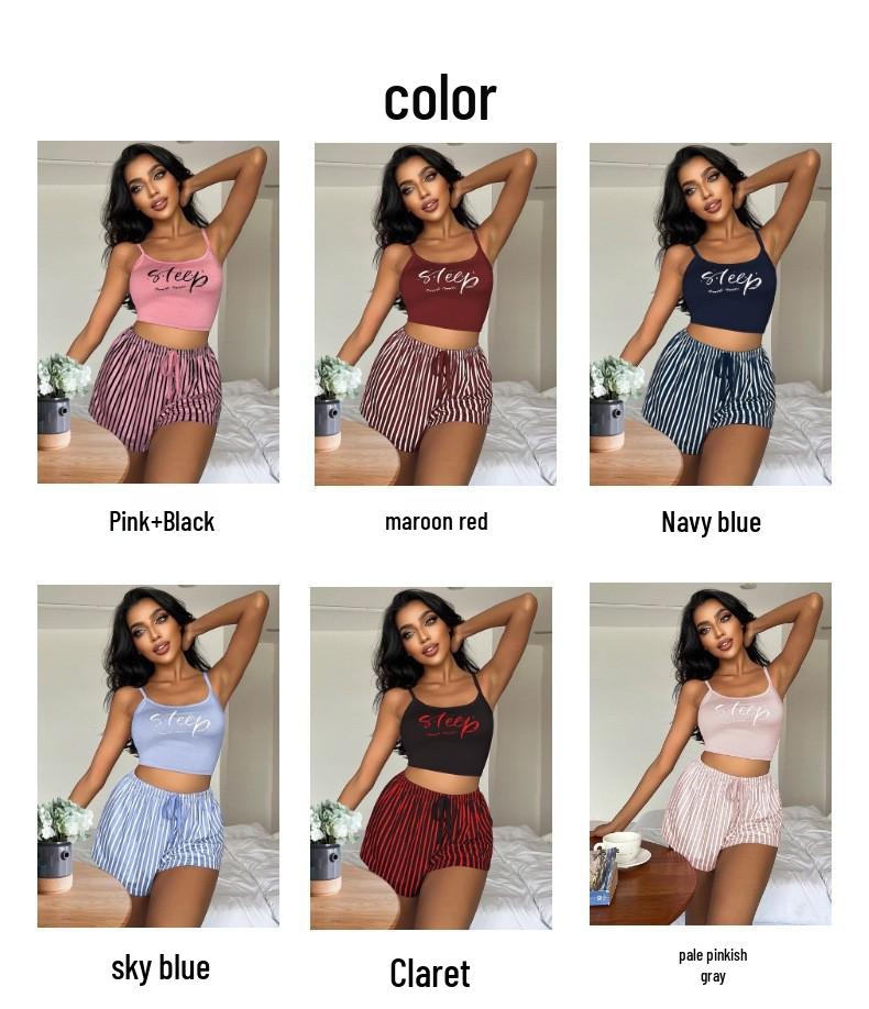 European & American Printed Camisole Shorts Set - New Style Slim-fit Sexy Home Wear