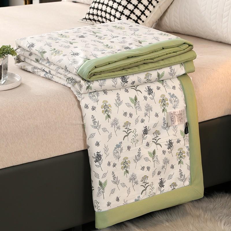 Summer Washed Cotton Quilt Air Conditioning Comforter Soft Breathable Blanket Thin Leaf Print Bedspread Home Textiles