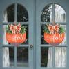 Vibranting Hand Carveds Pumpkins with Bowknot Designs Sturdy Wood Decoration for Seasonal Window and Door Display