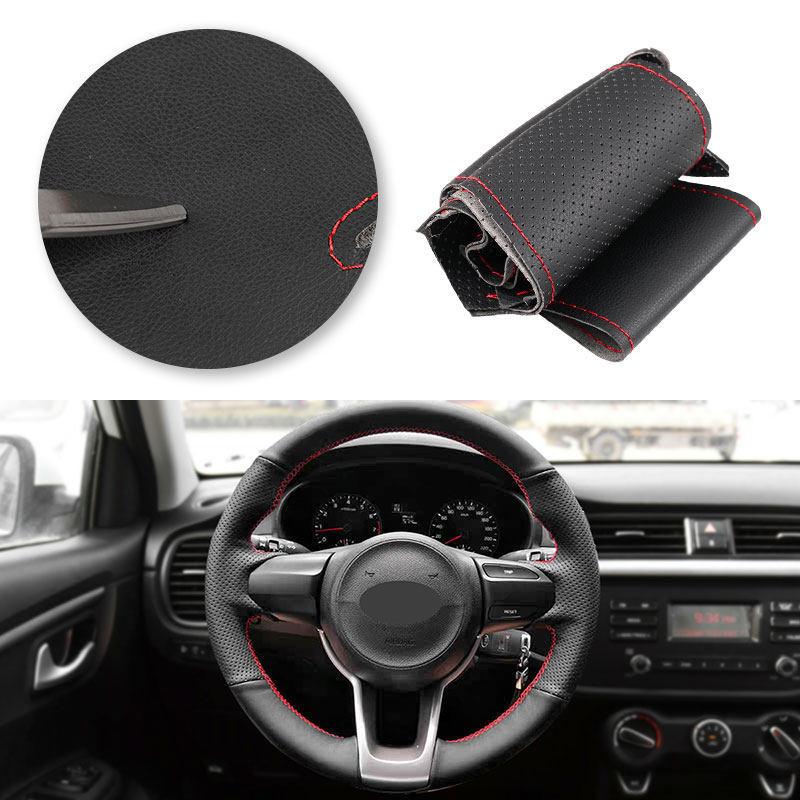Car Steering Wheel Cover For Kia Rio 2017 2018 Rio5 K2 2016 Morning 2017 Picanto 2018 Hand-stitched Perforated Leather