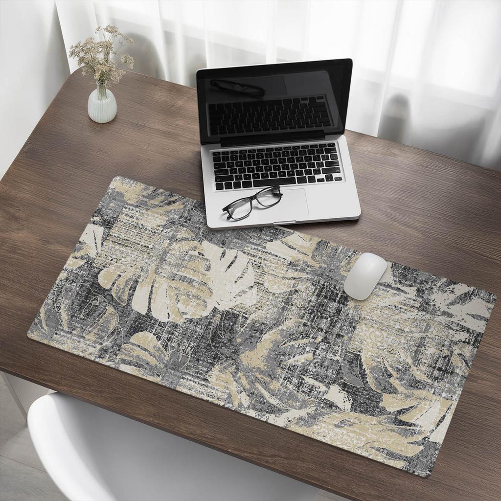 Decorative Desk Mat for Work and Study Retro Vintage Leaves 100x50 Cm