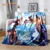 Genshin Impact Cartone Animato Gioco Coperta Morbida di Peluche, Coperta di Flanella Coperta da Lancio per Soggiorno Camera da Letto Letto Divano Copertura da Picnic Bambini