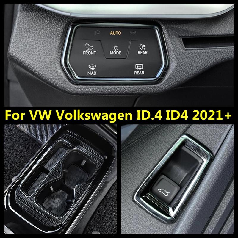 Water Cup Holder / Air Conditioning Outlet AC Vent / Rear Trunk Button Cover Trim Fit For VW Volkswagen ID.4 ID4 - 2025