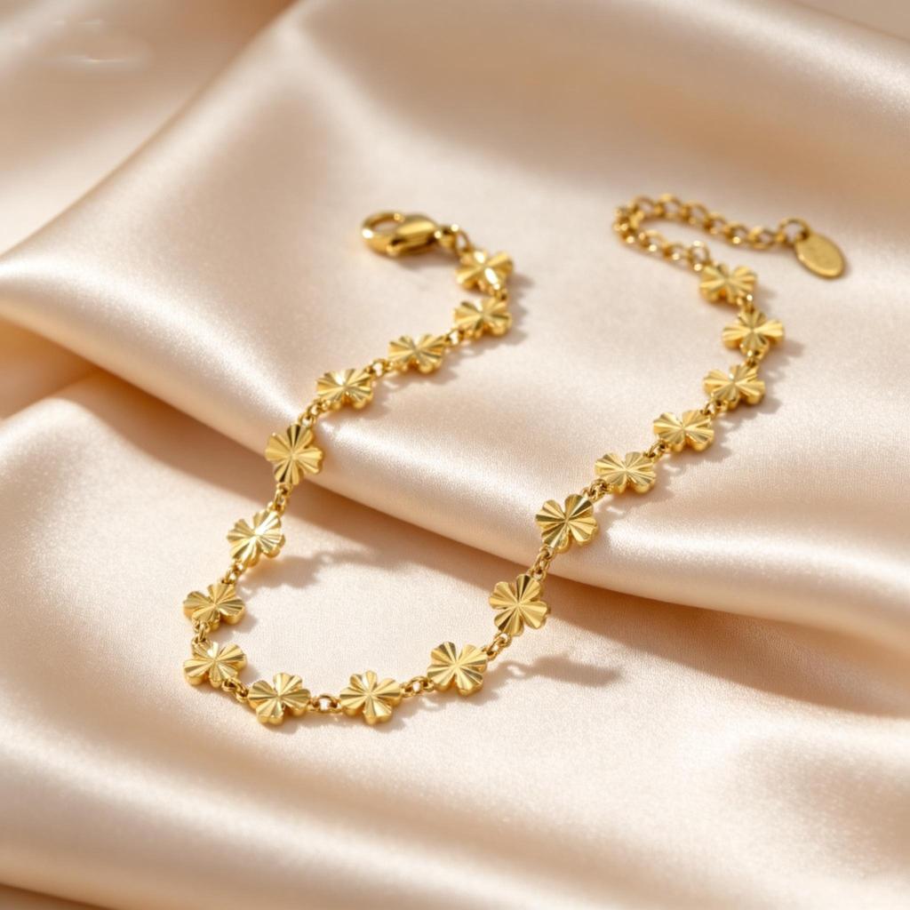 Luxury Four Leaf Clover Anklet for Women Gold Plated Stainless Steel Ankle Bracelet Fashion Elegant Foot Jewelry Beach Party
