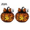 Halloween Themed Light 1/2Pcs Bow Pumpkin Light, Stained Glass Desk Lamp, Warm Night Spooky Jack-O-Lantern Nigh Decoration for Home Office