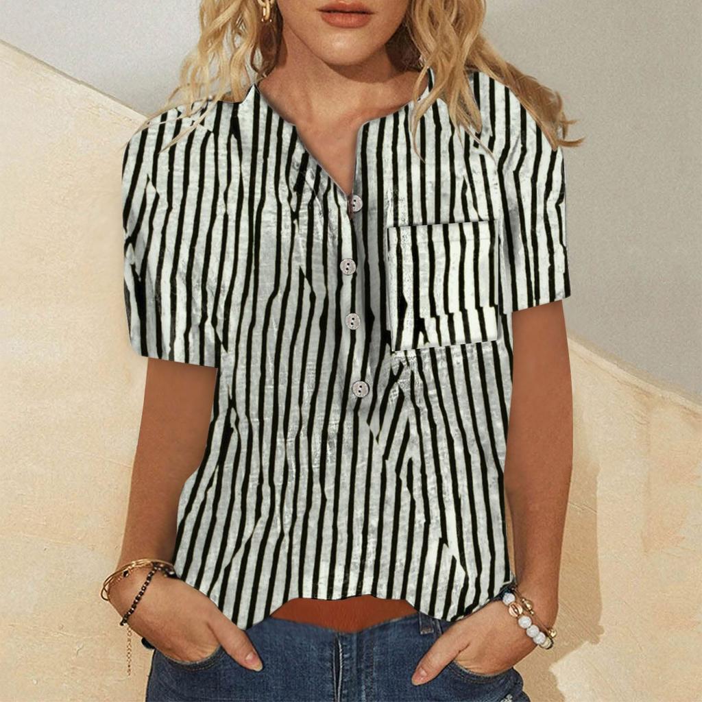 Kadınlar için Çiçekli Üstler, Kadın Düğme Aşağı Moda Günlük Kısa Kollu Gömlek Bluz