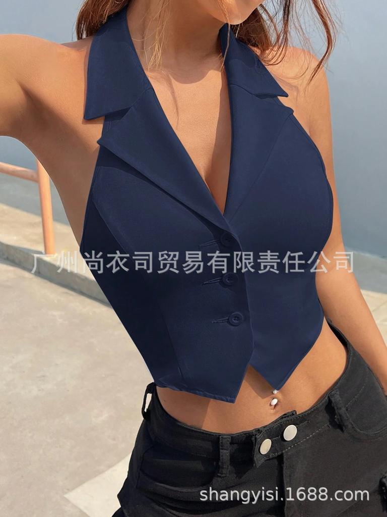 Vielseitiges V-Ausschnitt Neckholder-Top - Heißer Stil für Frauen