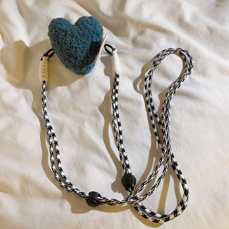Trendy Fall Winter Faux Fur Heart Clip Strap - Crossbody Phone Chain, Universal for Cases, Neck/Side Lanyard, Cozy Cute