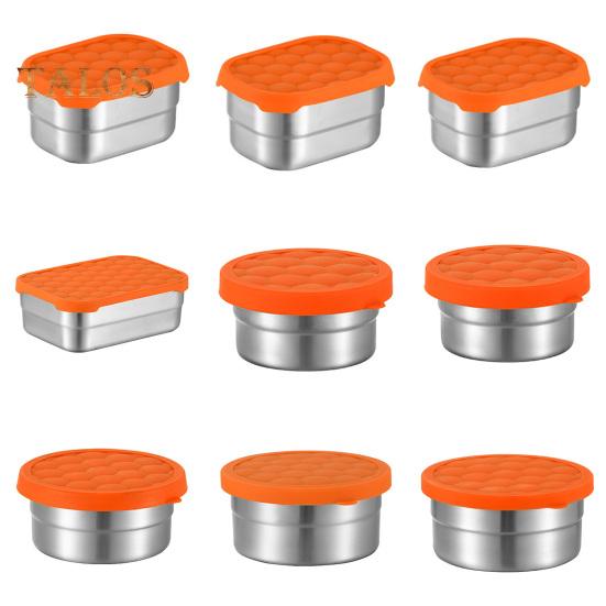 Stainless Steel Snack Containers for Kids Leak Proof Toddler Food Container with Silicone Lids Stackable Metal Lunch Box for School And Daycare