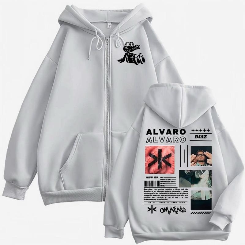 Alvaro Diaz Omakase Nowy Album 2026 Bluzy Rozpinane Męskie Harajuku Vintage Kurtka Bluzy Swetry Codzienny Polar Kardigan Bluza na Zamek