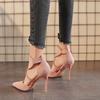 Sexy Pointed High Heels Women's Spring and Summer Temperament Cross-strap Single Shoes Suede Stiletto Shallow Mouth Women's Shoes
