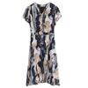 Elegant Summer Outfit: Stylish Short-Sleeved Dress for Middle-Aged Mothers (40s-50s), Wide-Cut and Sophisticated