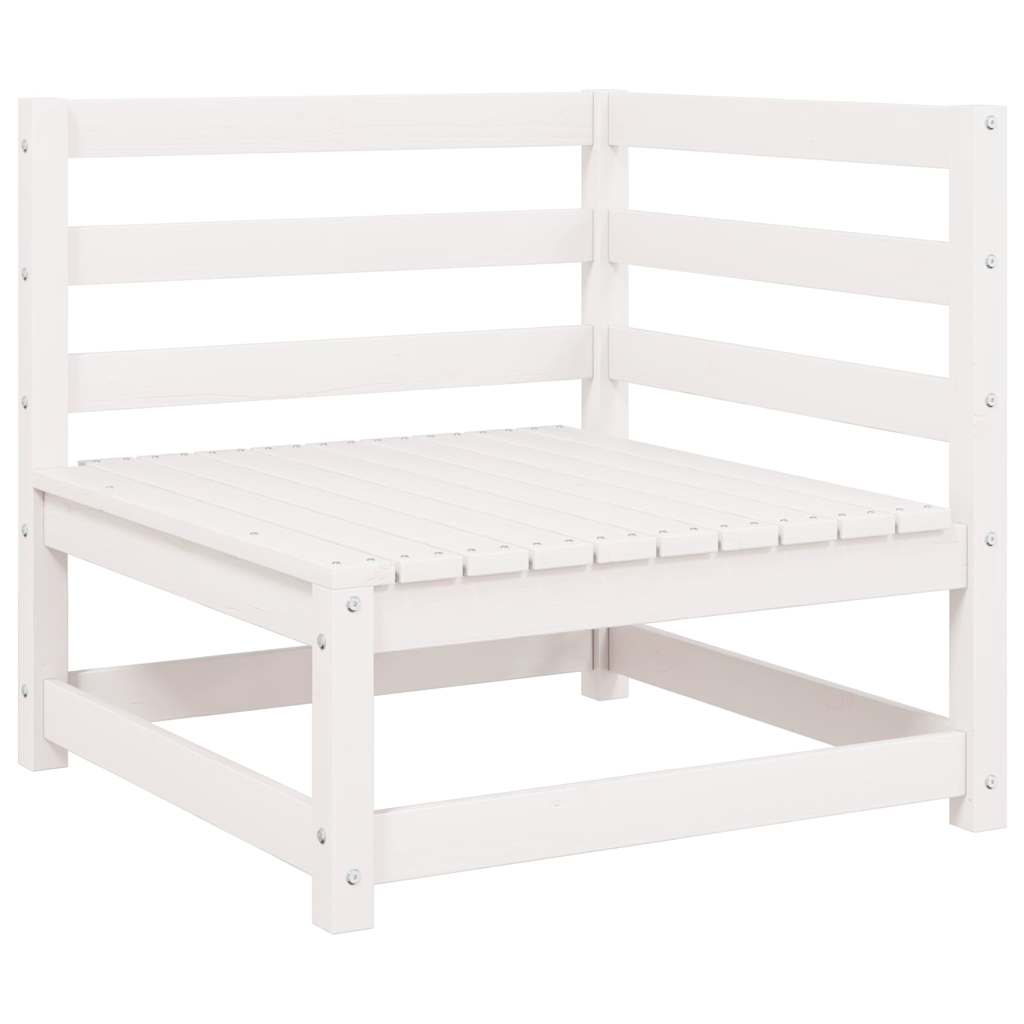 Garden Corner Sofa White Solid Pine Wood