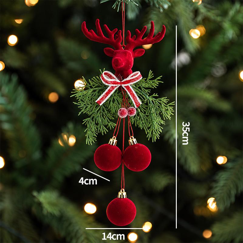 Christmas Tree Hanging Decoration Red Flocked Christmas Bell Xmas Tree Decorative Ornament Xmas New Year Decoration Supplies