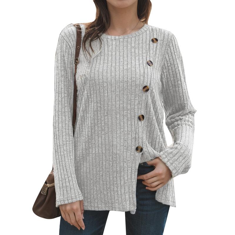 ZANZEA Women Casual O-neck Long Sleeve Split Hem Knitwear Blouse