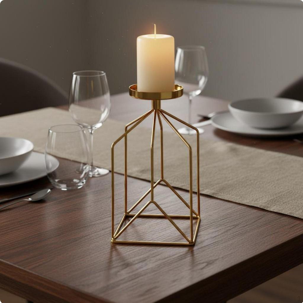 Iron Art Candle Holder Romantic Atmosphere Nordic Candlestick Minimalist Geometric Metal