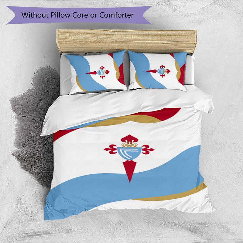 Set Biancheria da Letto 3 Pezzi Stampato Celta Vigo FC Copripiumino Traspirante con Federe Biancheria da Letto Decorativa per Camera da Letto Casa