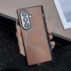 Luxury Busine Sle Leather Hinge Magnetic Phone Case for Original Samsung Galaxy Z Fold 7 6 5 4 3 Magsafe Wireless Charging Cover