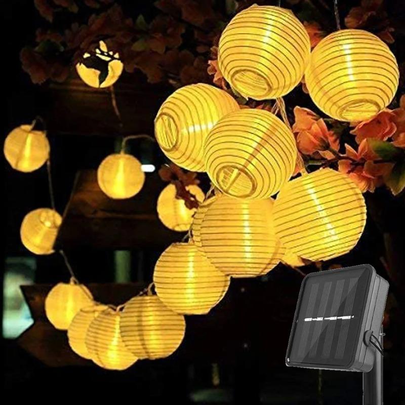 Lanterne 5W Catena Luminosa Solare a LED per Esterno Giardino Recinzione Ghirlanda di Luci Fata per Natale Matrimonio Festa Patio
