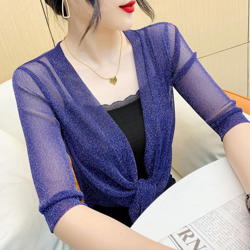 Lehký letní šál: Stylový krátký kardigan ze síťoviny, ideální k šatům