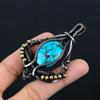 Tibetan Turquoise Gemstone Pure Copper Wire Wrapped Designer Handmade Pendant Jewelry For Her