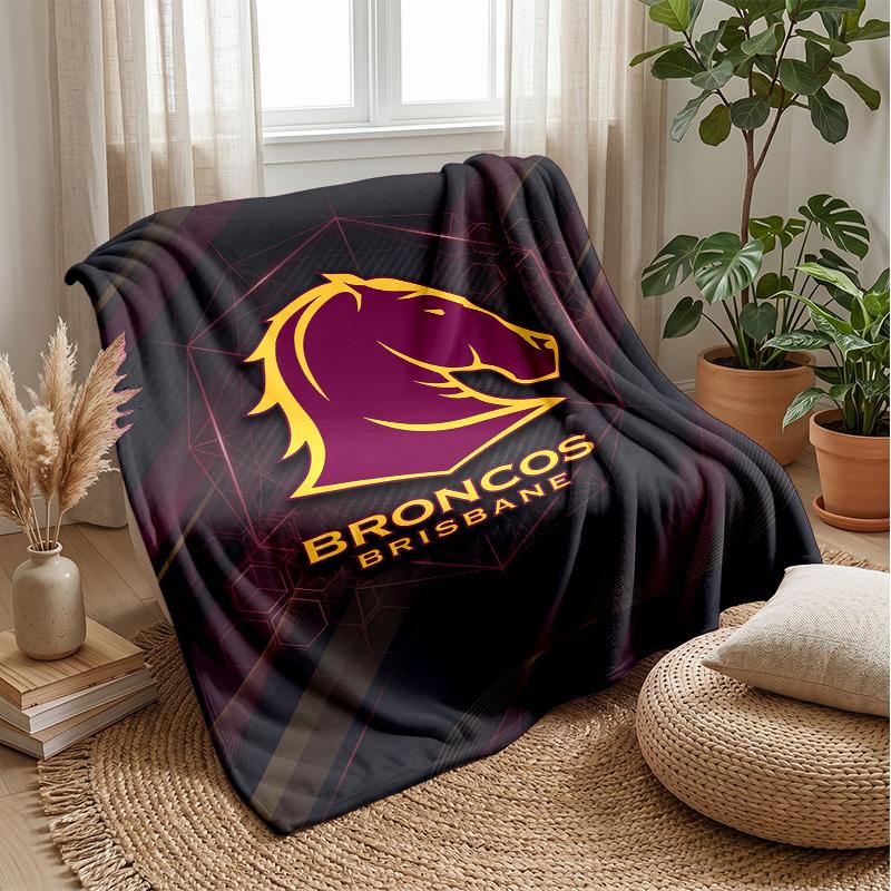 Coperta in Pile Flanella Brisbane Broncos Coperta Calda e Accogliente per Divano Letto Viaggio Uso Stagionale