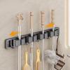 Mop and Broom Organizer Holder Rack Mop Holder Wall Mounted Strong Broom Holder Self With 5 Hooks Organizers Hang Broom