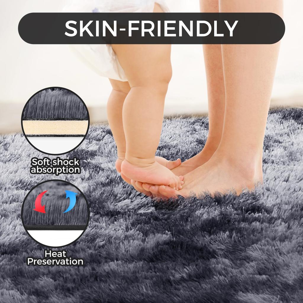 Alfombra Ultra Suave para Sala de Estar, Alfombra de Felpa de Pelo Largo para Dormitorio, Decoración para Habitación de Adolescentes, Dormitorio Universitario, Guardería, Hogar, Felpudo Duradero Antideslizante