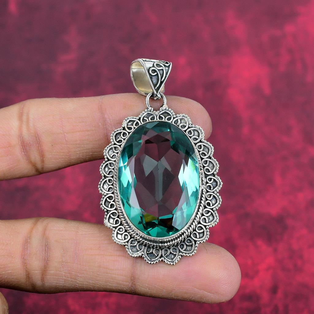 Aqua Apatite Pendant, 925 Solid Sterling Silver Pendant Handmade Gemstone Jewelry, Gifts For Wife Brand New Pendant