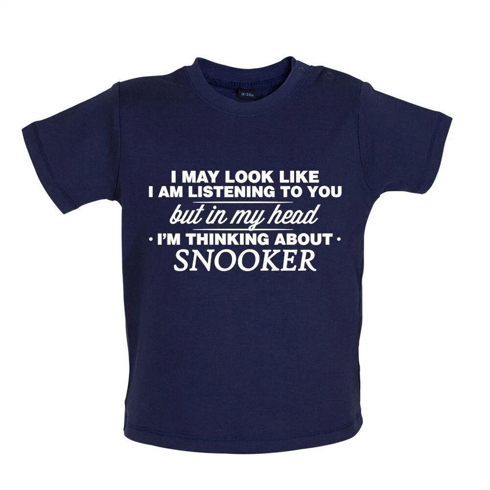 

My Head I m Thinking About Snooker - Baby Kids Boys Girls Unisex T-Shirt / Babygrow - Crucible 110