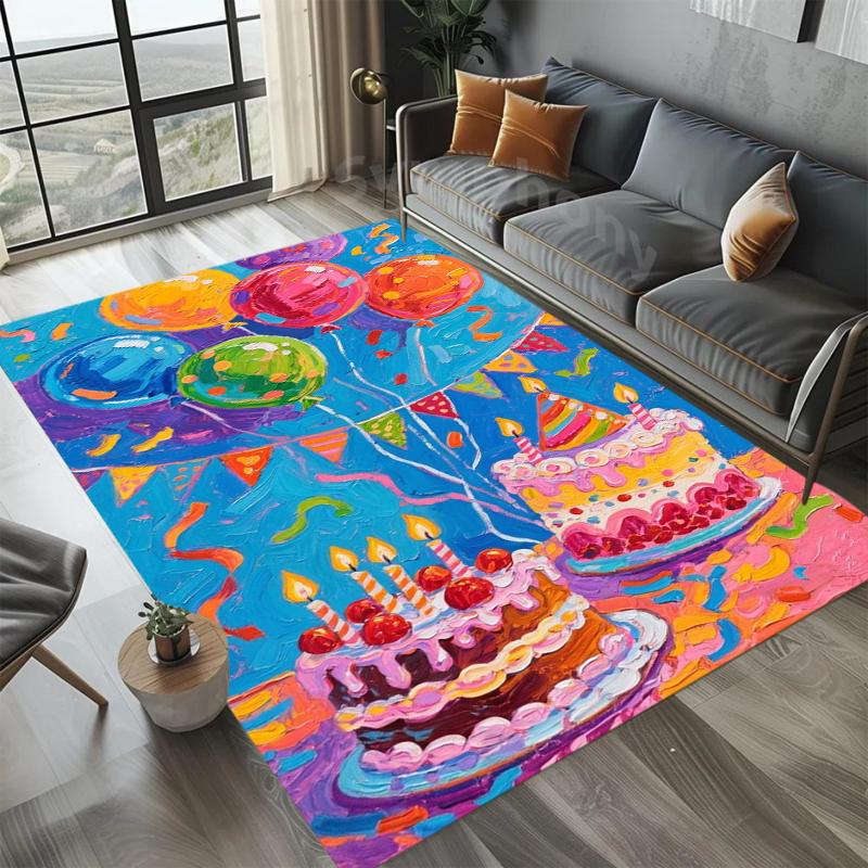 Birthday Party Decoration: Non-slip Washable Floor Mat for Carpets Large Carpet Suitable for Bedrooms and Living Rooms Holiday