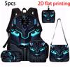 1/2/3/4/5PCS Robot Graphic Backpack Set | Ideal for School & Daily Travel
