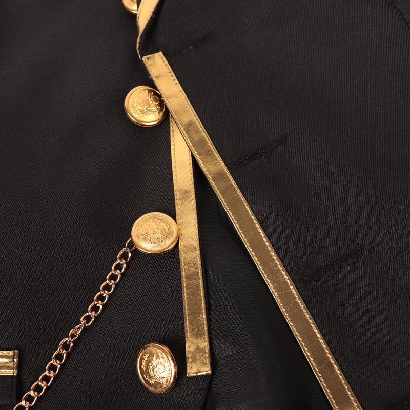 Herren Satinsakkweste mit Goldbesatz und Kette - Formale Weste für Hochzeit, Party, Abschlussball - Schlanke Passform Smokingweste