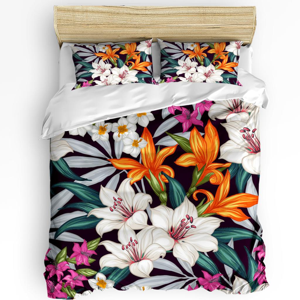 Parrot Flowers Green Tropical Plant Leaves 3pcs Bedding Set For Double Bed Home Textile Duvet Cover Quilt Cover Pillowcase