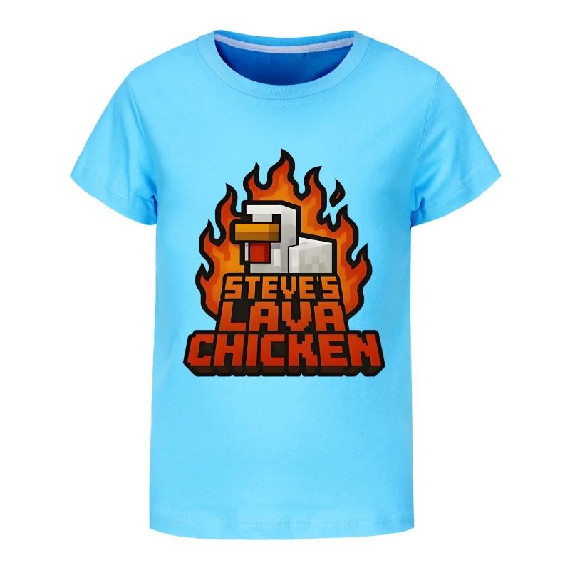 2025 Camisetas para Meninas Verão Roupas de Manga Curta Infantil Camiseta de Desenho Animado Steves Lava Frango Fantasia Roupa Infantil Manga Curta