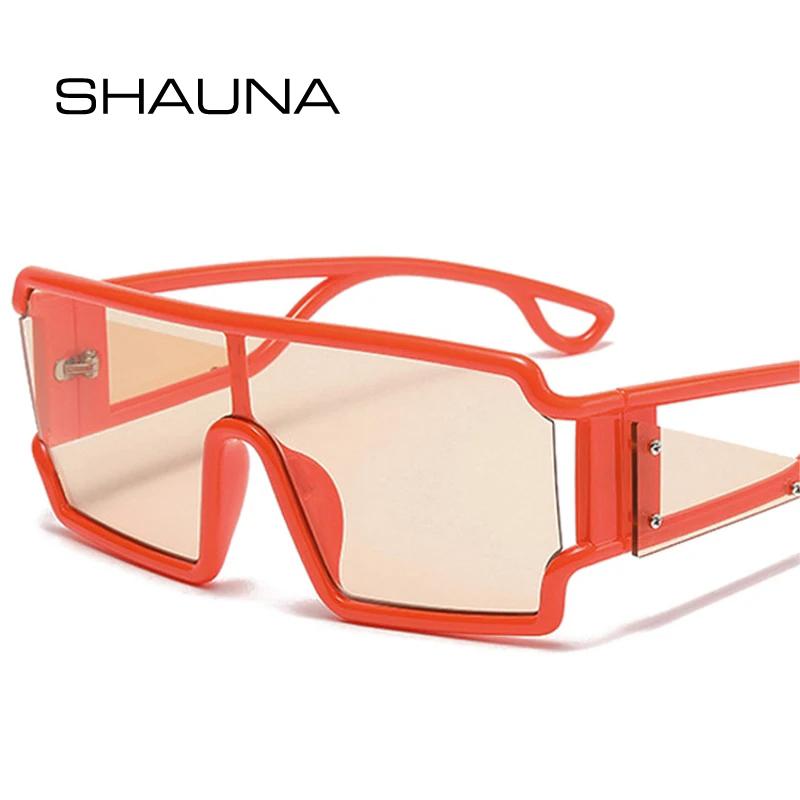 

SHAUNA Ретро цельные квадратные солнцезащитные очки ярких цветов женские модные уникальные полые широкие ноги мужские солнцезащитные очки