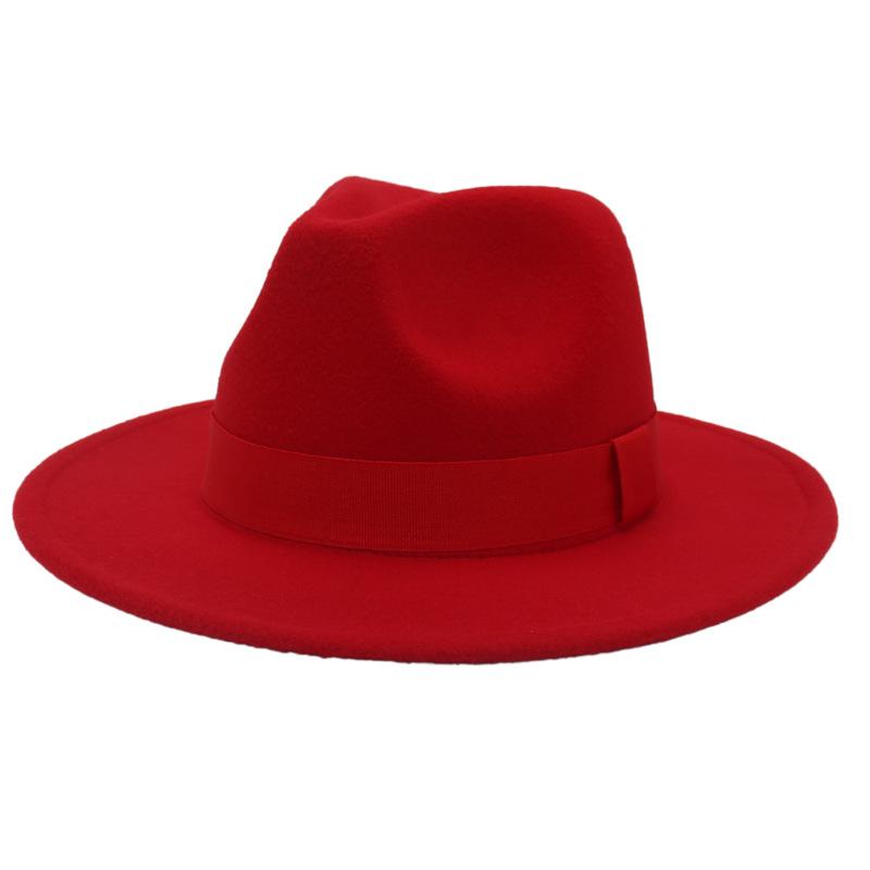 British Jazz Hat Big Eave Hat Square Ribbon French Top Hat Men'S And Women'S Cashmere Felt Hat