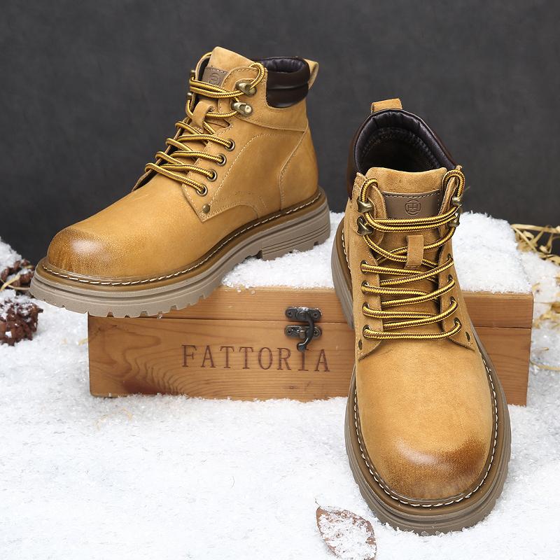 Suede Leather Men High Top Shoes High Quality Mens Ankle Boots New Outdoor Boats Sneakers Man Non-Slip Motorcycle Boots