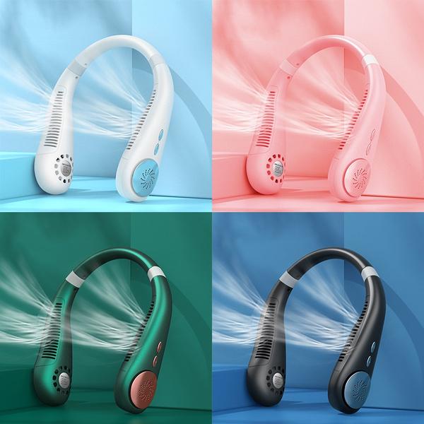 Hanging Dual Cooling Neck Fan Mini Bladeless Fan USB Portable Rechargeable Quiet Ventilator for Traveling Outdoor Indoor