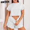 GMXIA Summer Short-sleeved Shorts Two-piece Loungewear Women's Loose Comfortable Suit
